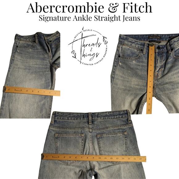 Abercrombie Jeans Women's 24W 28L Signature Ankle Straight Denim 90's Y2K Preppy - Picture 9 of 12
